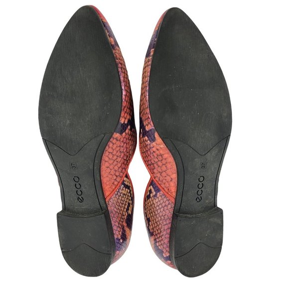 ECCO Red Black & Tan Lizard Like Flats 37 - Picture 5 of 5